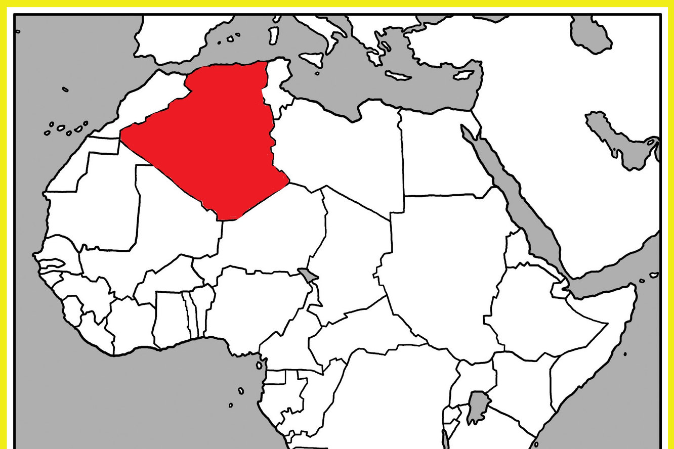 Алжир на контурной карте. Алжир на карте.