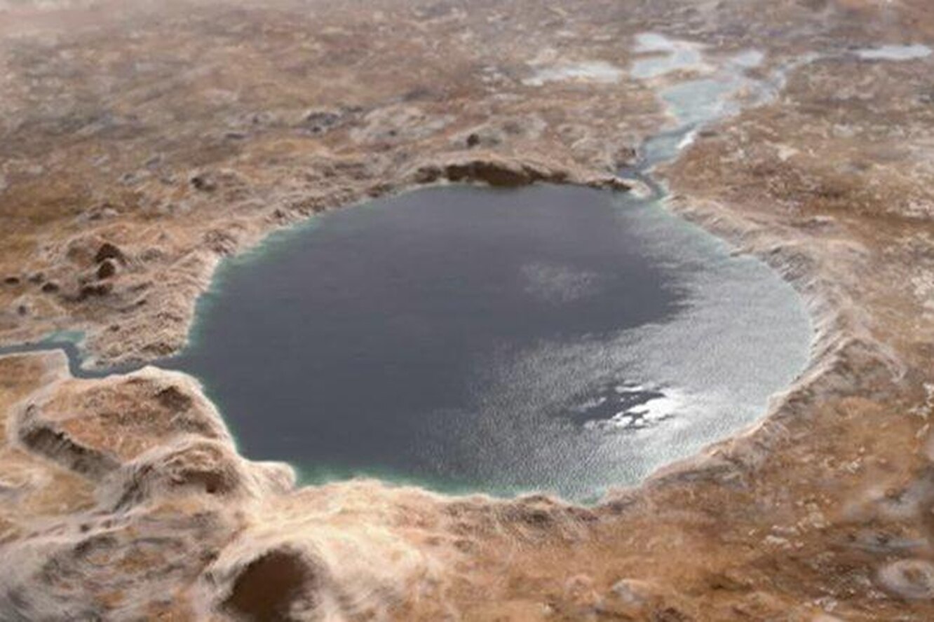 замерзшее озеро на марсе